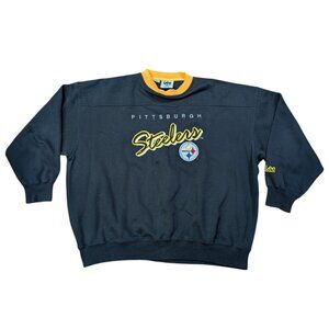 Vintage 90s NFL Pittsburgh Steelers Embroidered Crewneck Size XXL Black Yellow